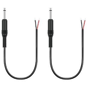 2 Pack Speaker Wire to 6.35mm 1/4 inch TS Mono Male Plug Adapter Connector to Bare Wire Open End Audio Cable for Microphone Speakers