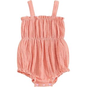 Newborn Baby Girl Summer Sleeveless Bodysuit One Piece Ruffle Strap Romper Playsuit Jumpsuit Clothes 0-24M
