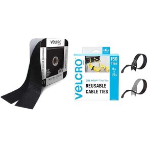 VELCRO Brand Heavy Duty Tape with Adhesive | 25 Ft Bulk Roll 2" Wide | Holds 10 lbs, Black | Industrial Strength Strong Hold for Indoor or Outdoor Use (30081)