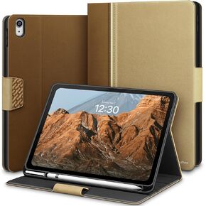 حافظة KingBlanc لجهاز iPad الجيل العاشر 10.9 بوصة 2022 مع حامل أقلام Apple، غطاء واقٍ متين من جلد البولي يوريثان، النوم/الاستيقاظ التلقائي، زاوية متعددة للعرض/الكتابة، مشبك مغناطيسي، بيج