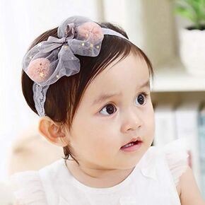 Kercisbeauty Baby Girls Stars Sequins Bows Tie Headband Lace Headwear for Toddler Babies Elastic Adjustable Head piece Wreath Halloween Holiday Sunday Headband (Pink)