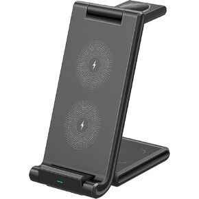 3 in 1 Wireless Charging Station, Fast Wireless Charger Compatible for iPhone 15 Pro Mas 14 Plus 13 Mini 12,for iWatch 9 8 7 SE 6 5 4, for AirPods 3 2 Pro, Black, OJD-97 in Saudi Arabia