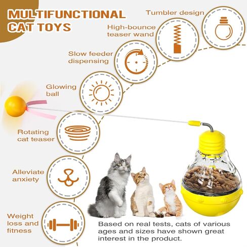 FOXLVDA Interactive Cat Toy for Indoor Cats, Engaging Tumbler Design with Teaser Wand & Treat Dispenser – Durable, Non-Toxic and Safe, Cat Toys for Bored Indoor Adult Cats (Purple) in Saudi Arabia