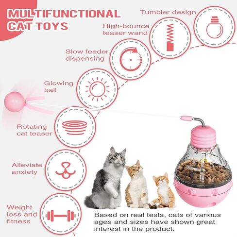 FOXLVDA Interactive Cat Toy for Indoor Cats, Engaging Tumbler Design with Teaser Wand & Treat Dispenser – Durable, Non-Toxic and Safe, Cat Toys for Bored Indoor Adult Cats (Purple) in Saudi Arabia