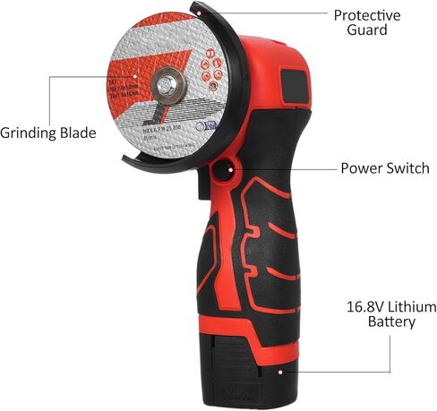 Angle Grinder, Weytoll 7000RPM Cordless Angle Grinder, Electric Grinding Tool, Mini Angle Grinder with 2Pcs 16.8V 2000mAh Battery and Grinding Disc for Cutting Polished Brick Wood Stone Steel in Kuwait