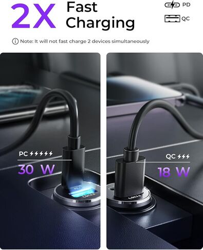 LISEN USB C Car Charger Adapter [2 Pack] [Mini & Metal] Cigarette Lighter USB Charger Fast Charging [PD QC 3.0] USBC Car Phone Charger for iPhone 15 Pro Max Plus 14 Samsung Galaxy S23 iPad Pro,Blue in Kuwait