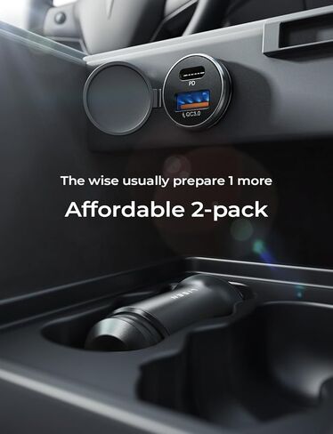 LISEN USB C Car Charger Adapter [2 Pack] [Mini & Metal] Cigarette Lighter USB Charger Fast Charging [PD QC 3.0] USBC Car Phone Charger for iPhone 15 Pro Max Plus 14 Samsung Galaxy S23 iPad Pro,Blue in Kuwait