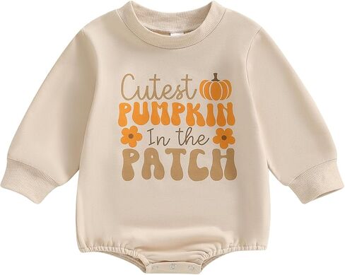 SAYOO Halloween Baby Clothes Embroidery Pumpkin Face Print Sweatshirt Romper Infant Girls Boys Bubble Bodysuit Fall Outfit in Saudi Arabia