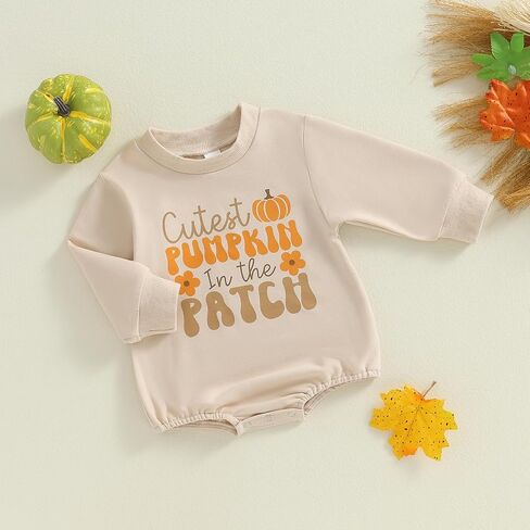 SAYOO Halloween Baby Clothes Embroidery Pumpkin Face Print Sweatshirt Romper Infant Girls Boys Bubble Bodysuit Fall Outfit in Saudi Arabia