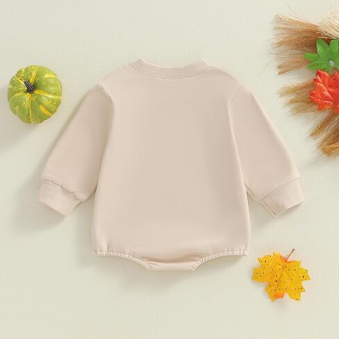 SAYOO Halloween Baby Clothes Embroidery Pumpkin Face Print Sweatshirt Romper Infant Girls Boys Bubble Bodysuit Fall Outfit in Saudi Arabia
