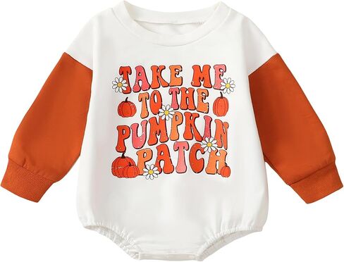 SAYOO Halloween Baby Clothes Embroidery Pumpkin Face Print Sweatshirt Romper Infant Girls Boys Bubble Bodysuit Fall Outfit in Saudi Arabia