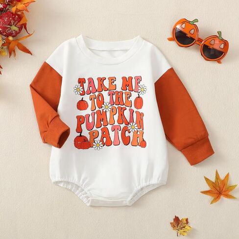 SAYOO Halloween Baby Clothes Embroidery Pumpkin Face Print Sweatshirt Romper Infant Girls Boys Bubble Bodysuit Fall Outfit in Saudi Arabia