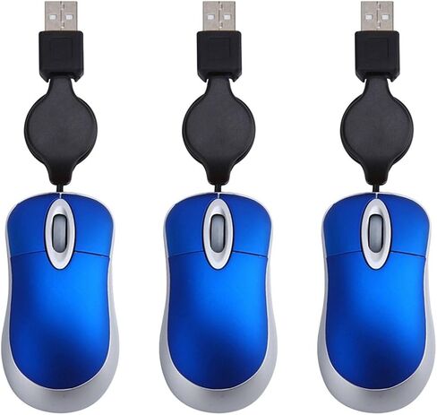 Hemobllo 3 Pack Mini USB Mouse Retractable Wired Computer Mouse with 1000 Dpi Optical Sensor 3-Way Scroll Wheel Portable Notebook for Desktop and Laptop Use in Saudi Arabia