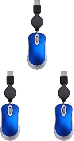 Hemobllo 3 Pack Mini USB Mouse Retractable Wired Computer Mouse with 1000 Dpi Optical Sensor 3-Way Scroll Wheel Portable Notebook for Desktop and Laptop Use in Saudi Arabia
