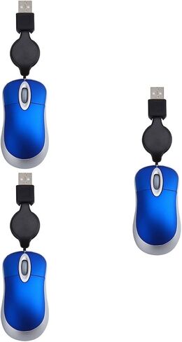 Hemobllo 3 Pack Mini USB Mouse Retractable Wired Computer Mouse with 1000 Dpi Optical Sensor 3-Way Scroll Wheel Portable Notebook for Desktop and Laptop Use in Saudi Arabia
