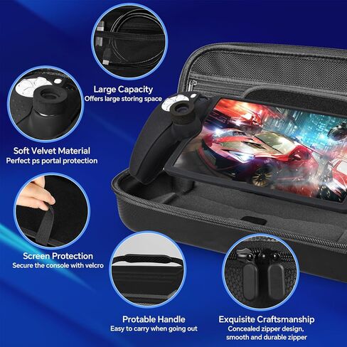 حقيبة حمل صلبة لبوابة Playstation، حافظة لبوابة PS - مجموعة ملحقات 13 في 1 لمشغل Playstation Portal Remote، 2 واقي شاشة من الزجاج المقوى، حقيبة يد محمولة للسفر لبوابة PS5 in Kuwait