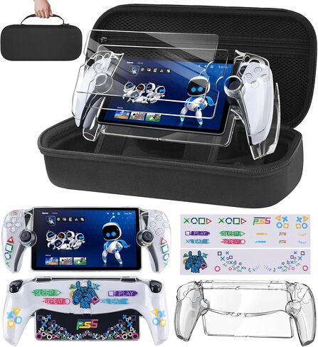 مجموعة ملحقات 5 في 1 متوافقة مع Playstation Portal Remote Play، حقيبة حمل صلبة للسفر لبوابة PS5، حافظة غطاء شفاف، مجموعة من الملصقات، عبوتين من واقي الشاشة، ملحقات بوابة Ps in Kuwait
