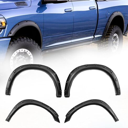 KAX Fender Flare Kit, Fit for Jeep 1984-2001 Cherokee XJ 4-Door Sport Utility Models [Not Fit Models with Side Skirts(Ground Kits),Body Modification], Textured Pocket Rivet Wheel Cover 6pcs in Kuwait