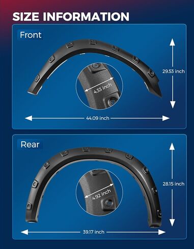 KAX Fender Flare Kit, Fit for Jeep 1984-2001 Cherokee XJ 4-Door Sport Utility Models [Not Fit Models with Side Skirts(Ground Kits),Body Modification], Textured Pocket Rivet Wheel Cover 6pcs in Kuwait