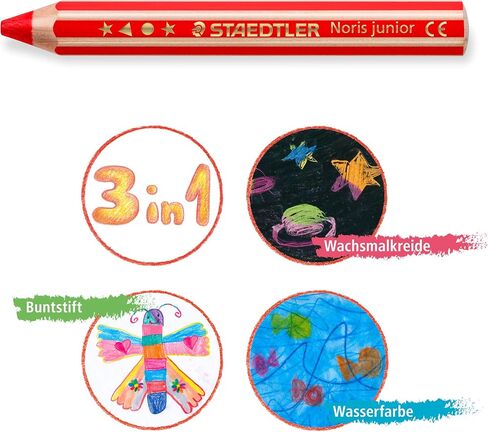 STAEDTLER Noris junior 3-in-1 colouring pencil pack of 12 assorted colours + sharpener in Saudi Arabia