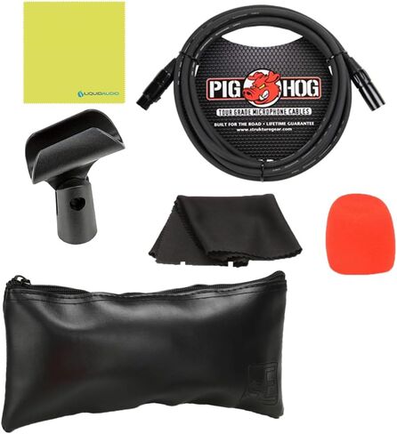 Liquid Audio sE Electronics V7 Supercardioid Dynamic Vocal Microphone in Chrome Finish Bundle w/Pig Hog PHM10 8mm Mic Cable Polishing Cloth in Saudi Arabia