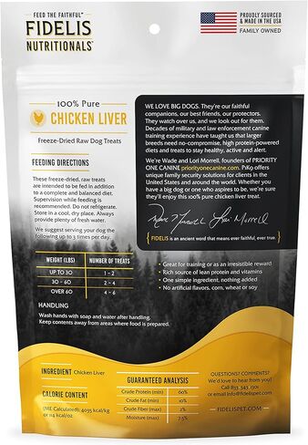 FIDELIS Freeze Dried Dog Treats for Large & Small Dogs - Made with USA Raw Beef Liver, Single Ingredient, Grain-Free, Gluten-Free (4 oz) in Kuwait