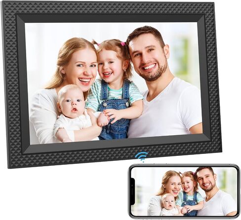 إطار صورة رقمي Forc WiFi 10.1 بوصة إطار صور رقمي مع شاشة IPS HD تعمل باللمس، إطار صورة إلكتروني، تدوير تلقائي، إعداد سهل لمشاركة الصور التي يتم تحميلها من الهاتف عبر التطبيق in Kuwait