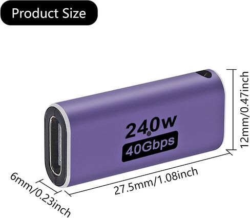 USB C Female to Female Adapter, USB C Coupler 240W Power Delivery, 40Gbps USB C Female to Female Coupler with 8K@60Hz Video Display Compatible for iPad, MacBook,Thunderbolt 4/3 (2pcs) in Saudi Arabia
