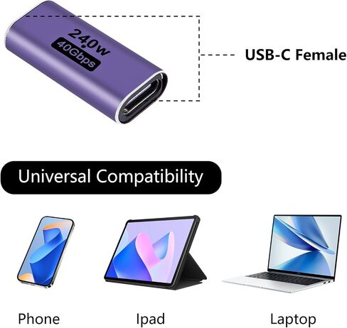 USB C Female to Female Adapter, USB C Coupler 240W Power Delivery, 40Gbps USB C Female to Female Coupler with 8K@60Hz Video Display Compatible for iPad, MacBook,Thunderbolt 4/3 (2pcs) in Saudi Arabia