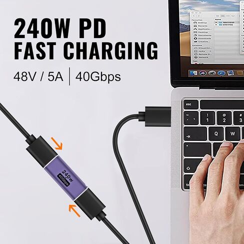 USB C Female to Female Adapter, USB C Coupler 240W Power Delivery, 40Gbps USB C Female to Female Coupler with 8K@60Hz Video Display Compatible for iPad, MacBook,Thunderbolt 4/3 (2pcs) in Saudi Arabia