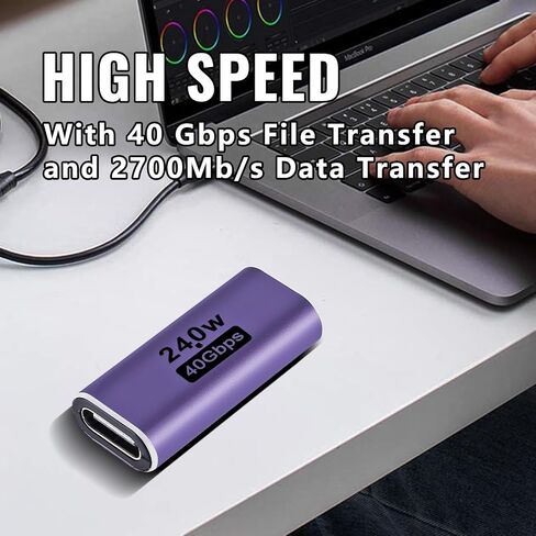 USB C Female to Female Adapter, USB C Coupler 240W Power Delivery, 40Gbps USB C Female to Female Coupler with 8K@60Hz Video Display Compatible for iPad, MacBook,Thunderbolt 4/3 (2pcs) in Saudi Arabia