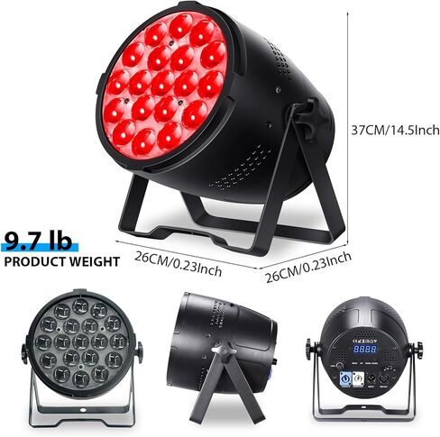 ValaVa LED Par Lights، 19x12W Zoom Led Stage Par Lights Wash and Strobe Effect Stage Light RGBW 4IN1 DMX512 الصوت المنشط وظيفة RDM أضواء DJ لعيد الميلاد ديسكو نادي حفلات الرقص وحفلات الزفاف in Kuwait