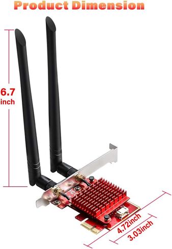 TEROW ROW076 WiFi 6 PCIe WiFi Card 3000Mbps Bluetooth 5.0 |802.11AX | Intel AX200 Dual Band 2.4G/574M 5.8G/2400M Wireless Network Card | MU-MIMO | Low Latency | Support Win 10 64 bit with Shield Cover in Saudi Arabia