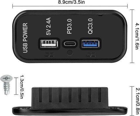 Linkstyle 4 قطعة 3 منافذ USB 12 فولت، PD3.0 نوع C، QC 3.0 USB A & 2.4A USB محول مقبس شاحن سريع للسيارة البحرية in Saudi Arabia