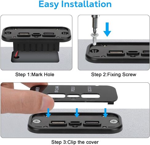 Linkstyle 4 قطعة 3 منافذ USB 12 فولت، PD3.0 نوع C، QC 3.0 USB A & 2.4A USB محول مقبس شاحن سريع للسيارة البحرية in Saudi Arabia