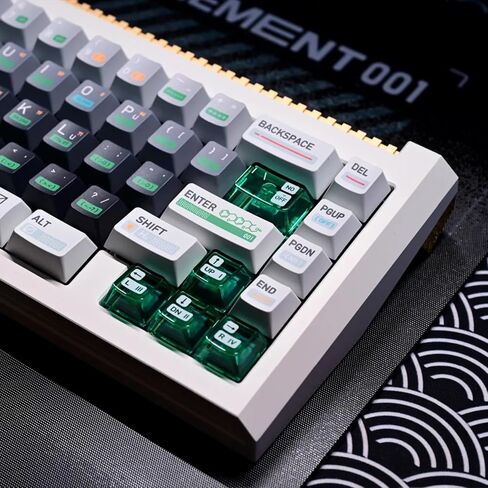 JSJT Cherry Profile Keycaps PBT+Green Transparent PC Keycaps 176 Keys Keycap Set Chem-001 Theme for 100%,80%,75%,65%,60% Cherry MX Switches Keyboard in Kuwait
