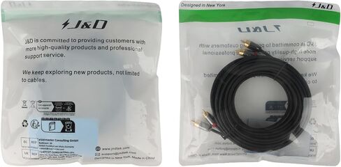 J&D 2 RCA M/M Stereo Audio Cable, 20 FT RCA Audio Cable Gold-Plated Copper Shell 2RCA Male to 2RCA Male Stereo Audio Cord for Home Theater, HDTV, Amplifiers, Hi-Fi Systems, Speakers, 20 Feet in Saudi Arabia