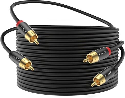 J&D 2 RCA M/M Stereo Audio Cable, 20 FT RCA Audio Cable Gold-Plated Copper Shell 2RCA Male to 2RCA Male Stereo Audio Cord for Home Theater, HDTV, Amplifiers, Hi-Fi Systems, Speakers, 20 Feet in Saudi Arabia