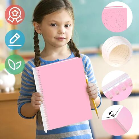 Koogel 4PCS Spiral Notebook Journal, Smart Ring Binder Notebooks 7.5x10.5inch Grid Notebook with Sliding Bar Binder for School Office in Saudi Arabia