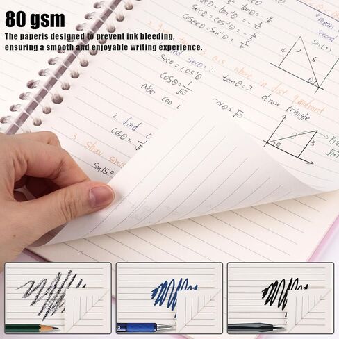 Koogel 4PCS Spiral Notebook Journal, Smart Ring Binder Notebooks 7.5x10.5inch Grid Notebook with Sliding Bar Binder for School Office in Saudi Arabia