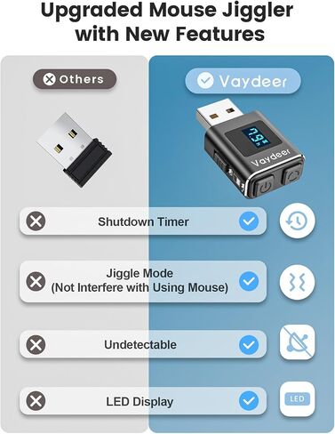 Vaydeer Mini Metal Mouse Jiggler, Made of Premium Aluminum Alloy, Longer Life Span, Plug and Play, 100% Undetectable, 3 Natural and Random Tracks, USB Mouse Mover to Boost Your Productivity in Saudi Arabia