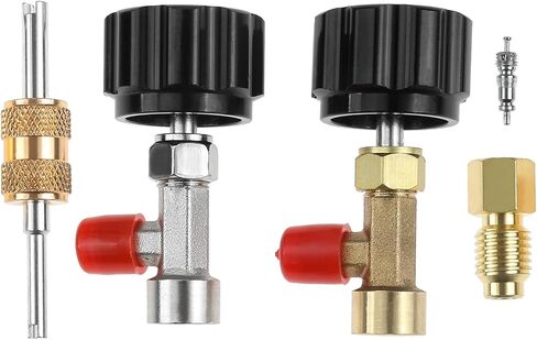 R134a Can Tap, Self Sealing R134a Refrigerant Dispenser with 1/2" Acme 1/4" SAE Adapter, R134a Self Sealing Can Tap and Puncture AC Freon Can 134a Adapter Fittings for AC System Blue in Saudi Arabia