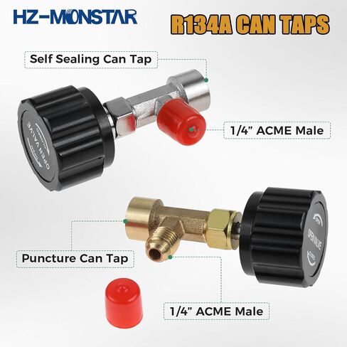R134a Can Tap, Self Sealing R134a Refrigerant Dispenser with 1/2" Acme 1/4" SAE Adapter, R134a Self Sealing Can Tap and Puncture AC Freon Can 134a Adapter Fittings for AC System Blue in Saudi Arabia
