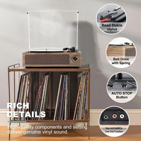 Vinyl Record Player with Speakers & Wireless Receiver Vintage Turntable for Vinyl Records 3 Speed 3 Size Belt-Driven LP Player Portable Retro Vinyl Players for Vinyls AUX RCA Headphone Wood Cyan in Saudi Arabia
