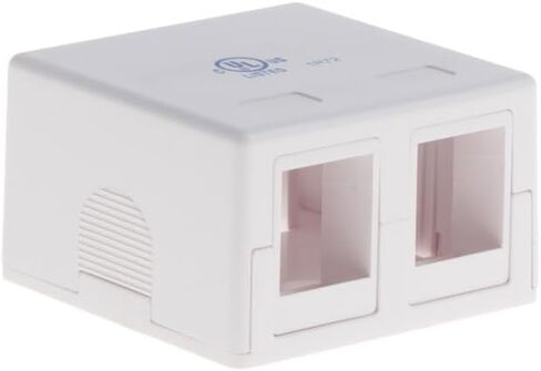 5-Pack Keystone Surface Mount Box, 2 Port, White - Includes Mounting Screws and Double Sided Tape, Ideal for Keystone Jack Box, Perfect for Office Cubicles or Baseboard Installations in Saudi Arabia
