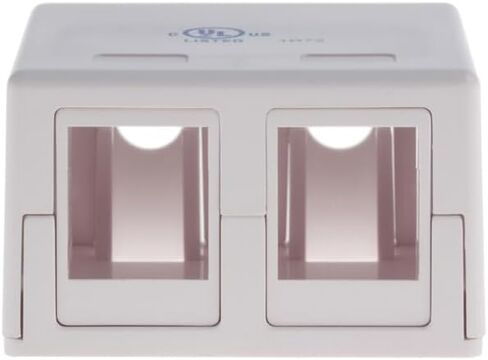 5-Pack Keystone Surface Mount Box, 2 Port, White - Includes Mounting Screws and Double Sided Tape, Ideal for Keystone Jack Box, Perfect for Office Cubicles or Baseboard Installations in Saudi Arabia