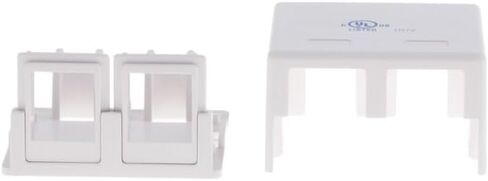 5-Pack Keystone Surface Mount Box, 2 Port, White - Includes Mounting Screws and Double Sided Tape, Ideal for Keystone Jack Box, Perfect for Office Cubicles or Baseboard Installations in Saudi Arabia