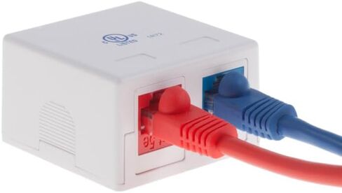 5-Pack Keystone Surface Mount Box, 2 Port, White - Includes Mounting Screws and Double Sided Tape, Ideal for Keystone Jack Box, Perfect for Office Cubicles or Baseboard Installations in Saudi Arabia