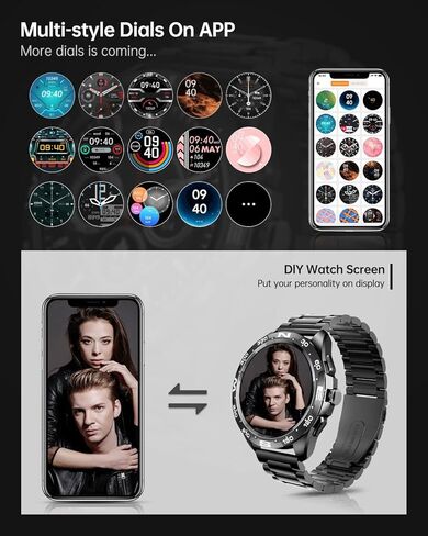 ساعة ذكية للرجال للرد/إجراء المكالمات، ساعة ذكية مقاس 1.32 بوصة مع عداد الخطى/معدل ضربات القلب/Spo2/متتبع النوم، ساعة رياضية للياقة البدنية لنظام Android iOS فضي in Kuwait