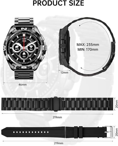 ساعة ذكية للرجال للرد/إجراء المكالمات، ساعة ذكية مقاس 1.32 بوصة مع عداد الخطى/معدل ضربات القلب/Spo2/متتبع النوم، ساعة رياضية للياقة البدنية لنظام Android iOS فضي in Kuwait